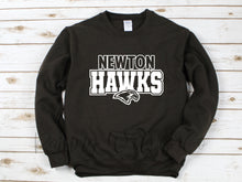 Load image into Gallery viewer, Newton Hawks Black Crewneck White Lettering
