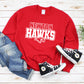 Newton Hawks Red Crewneck White Lettering