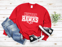 Load image into Gallery viewer, Newton Hawks Red Crewneck White Lettering
