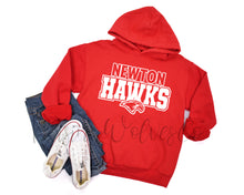 Load image into Gallery viewer, Newton Hawks Red Hoodie White Lettering
