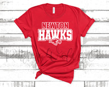 Load image into Gallery viewer, Newton Hawks Red Tee White Lettering
