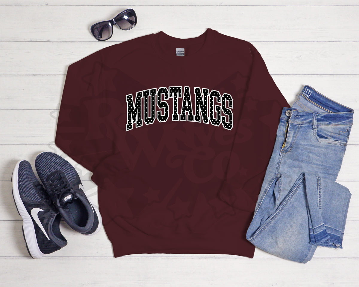 Mustangs Maroon Polka Dot