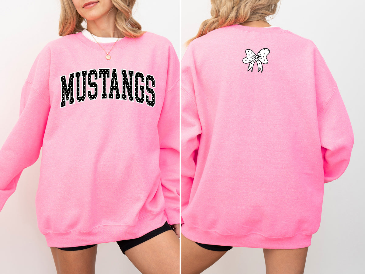 Mustangs Polka Dot Pink Crewneck