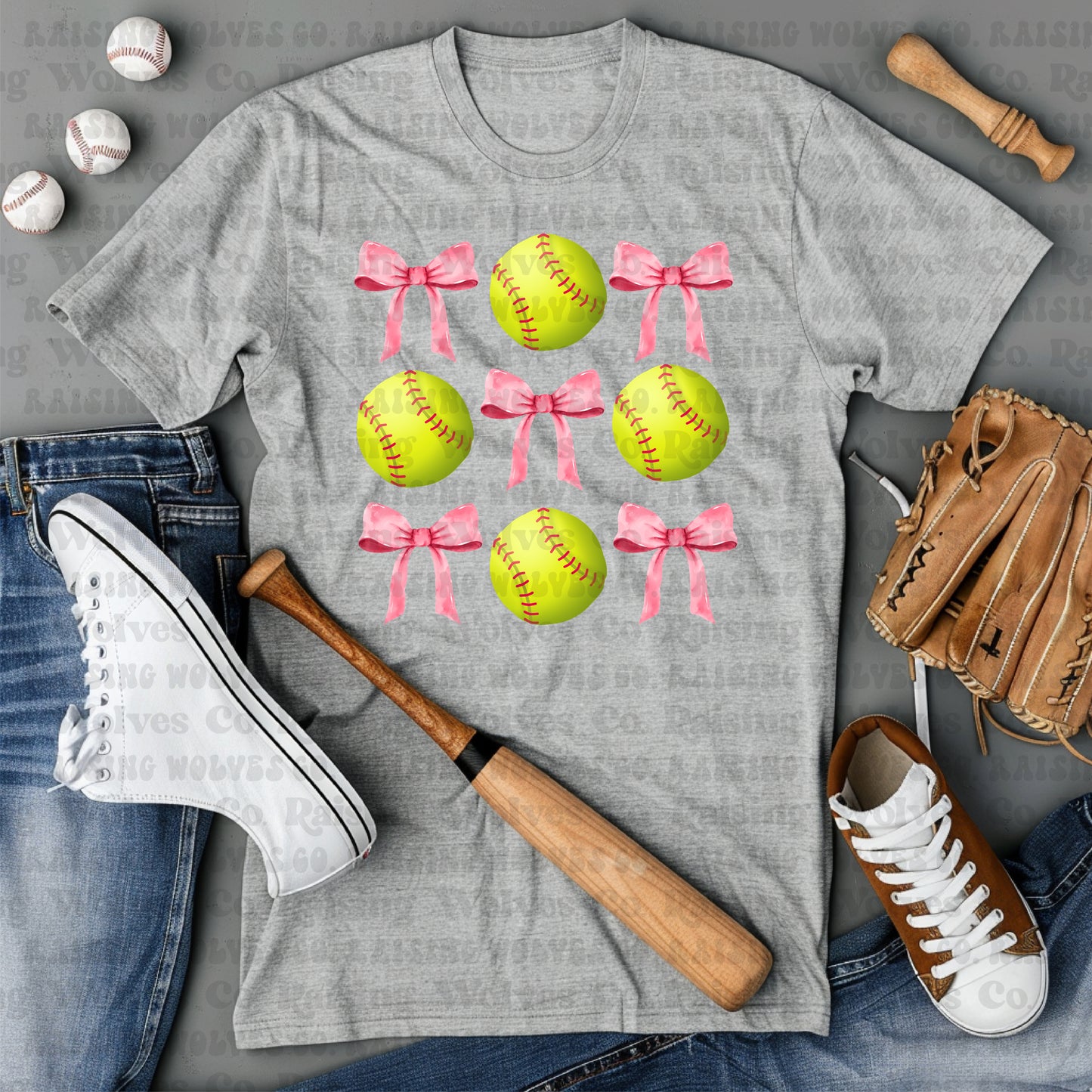 Softball Coquette Tee/Long Sleeve/Crew/Hoodie