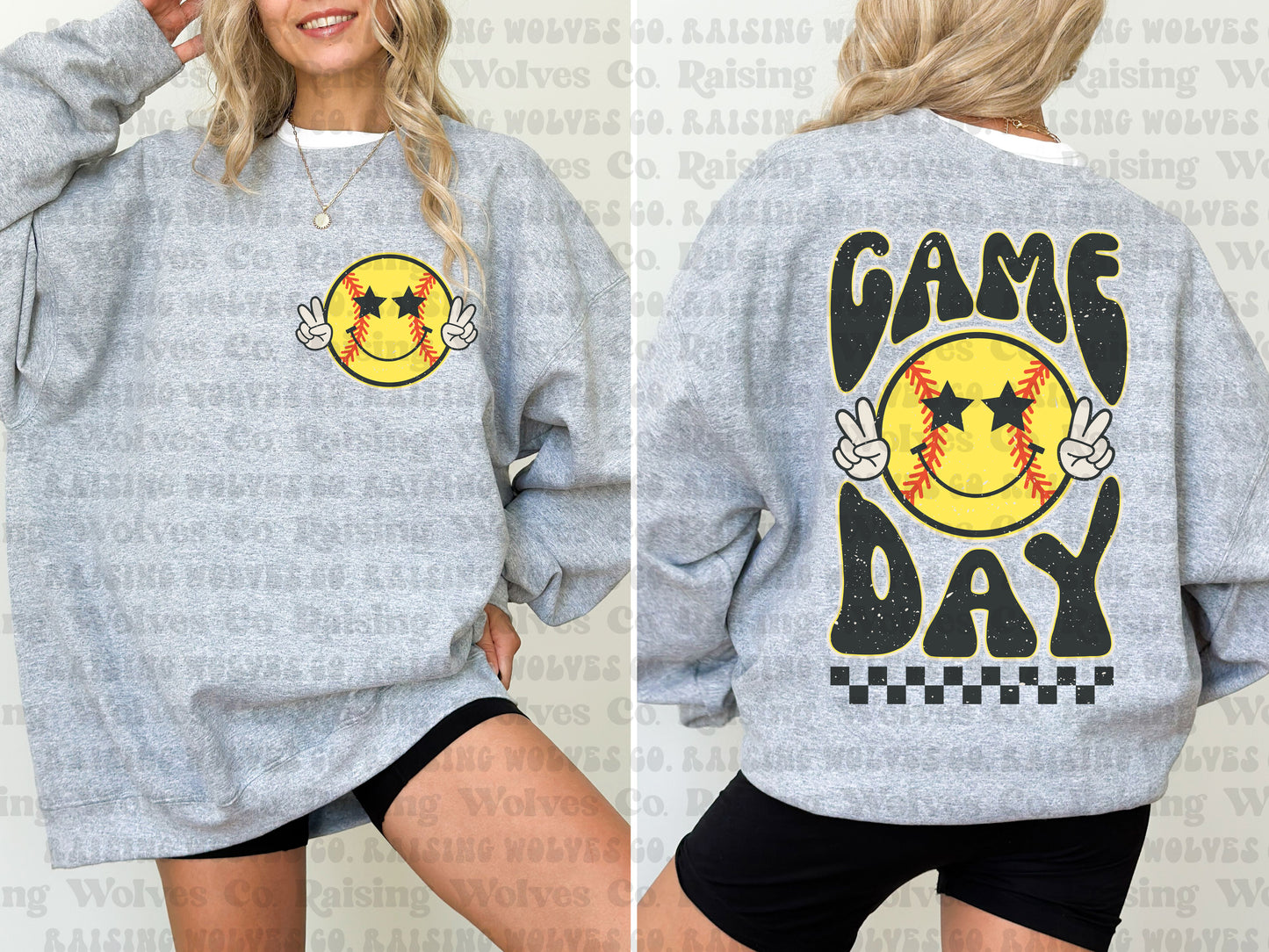 Softball Game Day 2 sided Tee/Long Sleeve/Crew/Hoodie