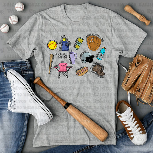 Softball Mom Collage Tee/Long Sleeve/Crew/Hoodie