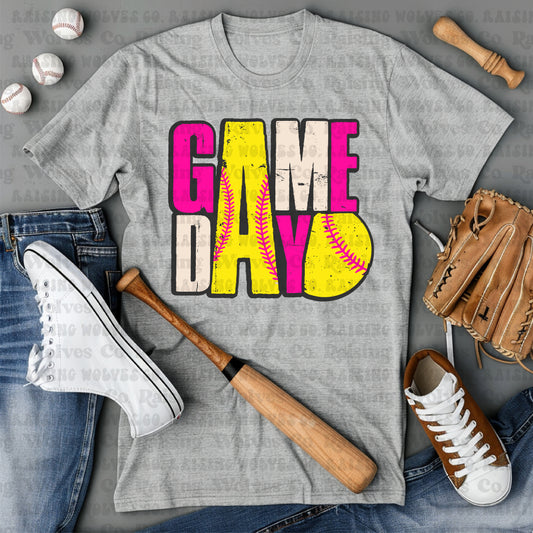Softball Neon Game Day Tee/Long Sleeve/Crew/Hoodie