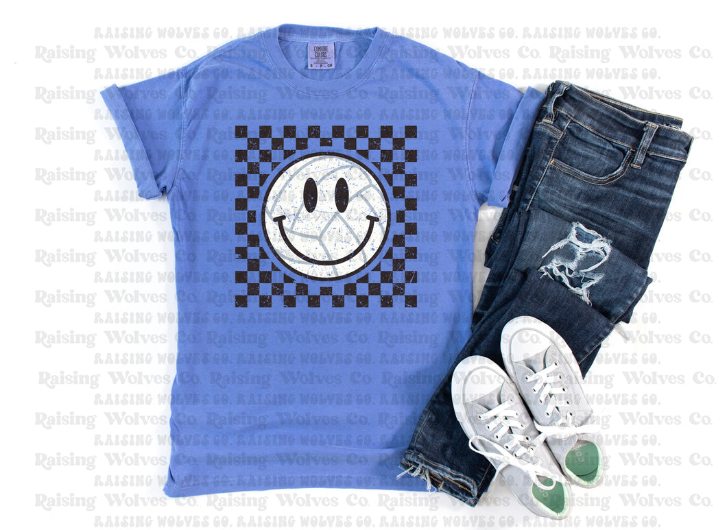 Volleyball Retro Checkered Comfort Colors Tee