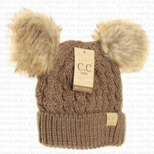 Load image into Gallery viewer, Custom Kids Double Faux Pom CC Beanie
