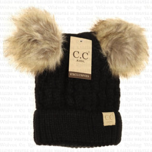 Custom Kids Double Faux Pom CC Beanie