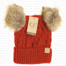 Load image into Gallery viewer, Custom Kids Double Faux Pom CC Beanie

