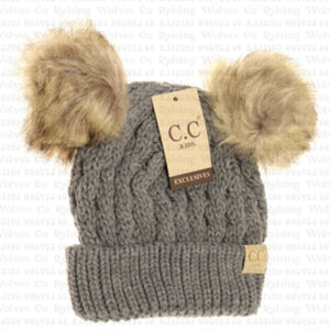 Custom Kids Double Faux Pom CC Beanie
