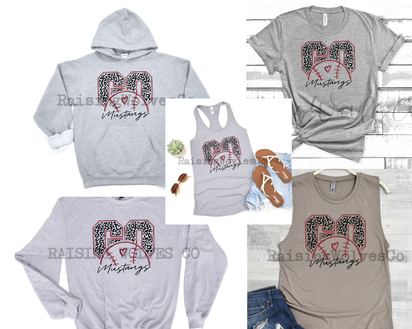 Go Mustangs Grey- Multiple Shirt Options