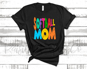 Colorful Softball Mom Tank/Tee/Sweatshirt