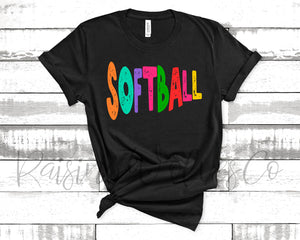 Colorful Softball Tank/Tee/Sweatshirt