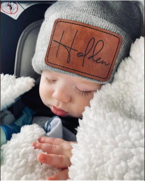 Personalized Leather Patch Baby/Kids CC Classic Oversized Beanie