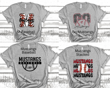 Load image into Gallery viewer, YOUTH Mustangs Tee Grey- Your choice of Design
