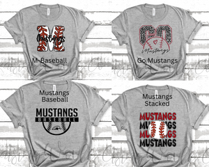 YOUTH Mustangs Tee Grey- Your choice of Design