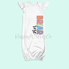 Load image into Gallery viewer, 0-3M Personalized Pastel Baby Gown // Baby Shower Gift // Newborn Outfit
