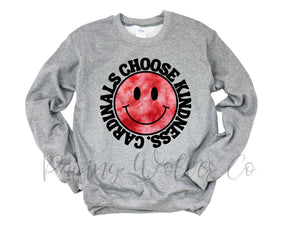 Cardinals Choose Kindness Grey Crewneck Sweatshirt- Aurora Heights PTA Fundraiser