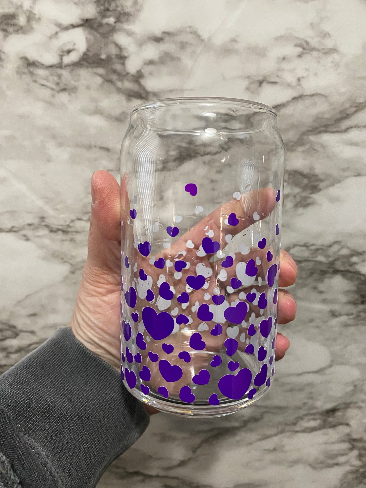 Color Changing Floating Hearts Beer Can Glass