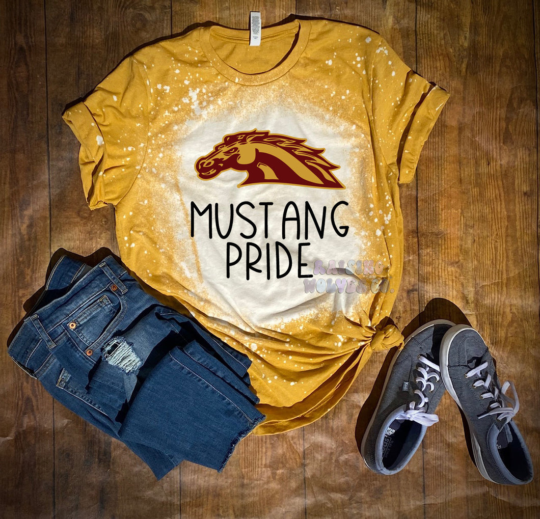 Mustang Pride Mustard Bleached Tee