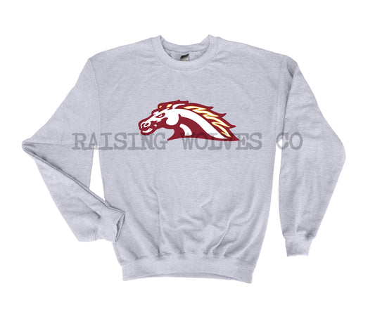 YOUTH Mustangs Baseball Club Youth Crewneck Grey