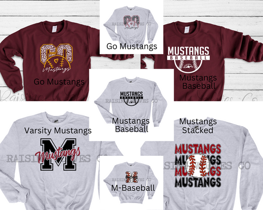 YOUTH Mustangs Crewneck -Your Choice of Design